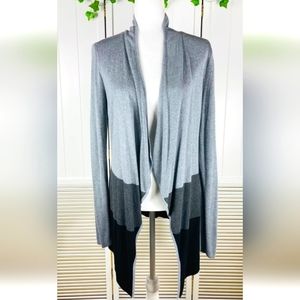 White House Black Market Gray Colorblock Cardigan Sweater Womens Medium